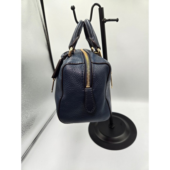 Michael Kors Navy Blue Leather Satchel‎ Handbag Crossbody Bag Gold Hardware